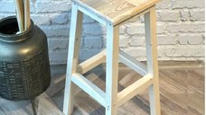 Scaun bar Vinita din lemn, culoare bej, 80 cm