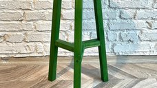 Scaun bar,Vinita,taburet lung, din lemn culoare nuc si verde ,70 cm