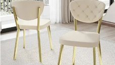 Scaun Barton, bej, profil din metal,auriu