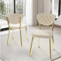 Scaun Barton, bej, profil din metal,auriu - 1