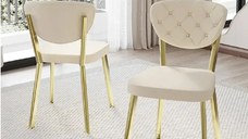 Scaun Barton, bej, profil din metal,auriu
