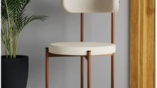 Scaun Onita profil metalic maro si tapiterie bej