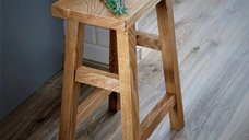 Scaun, taburet, din lemn culoare nuc ,40 cm