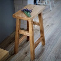 Scaun, taburet, din lemn culoare nuc ,40 cm - 1