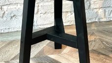 Scaun taburet Heidi , din lemn, culoare nuc-negru, 45 cm