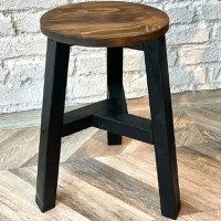 Scaun taburet Heidi , din lemn, culoare nuc-negru, 45 cm - 1