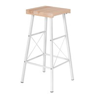 Scaune Homs Bar 30 x 30 x 70 cm, lemn-metal, alb-maro - 1