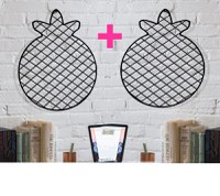 set 2 bucati Panou foto metalic , Ananas Homs, 47 x 36 cm, negru - 1