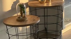 Set 2 masute de cafea tip cos Ioana Homs 54 x 45 cm, negru-nuc