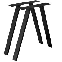 Set 2 picioare metalice pentru masa, design industrial, negru mat - 1