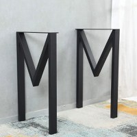 Set 2 picioare metalice pentru masa, negru mat, 72 cm - 1