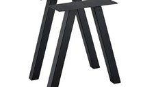 Set 2 picioare metalice pentru măsuță de cafea, design industrial, negru mat