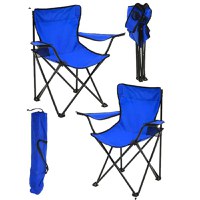 Set 2 Scaune Pliabile cu Cotiere și Suport,  Pentru Camping sau Grădină,albastru - 1