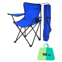 Set 2 Scaune Pliabile cu Cotiere și Suport,  Pentru Camping sau Grădină,albastru - 1