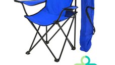 Set 2 Scaune Pliabile cu Cotiere și Suport,  Pentru Camping sau Grădină,albastru
