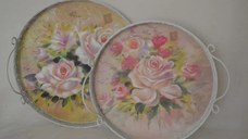 Set 2 tavi servire metal flor Homs 39 x 34 x 9 cm