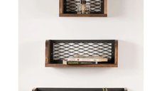 Set 3 etajere Box Homs, nuc-metal negru, 60 x 17 x 10 cm