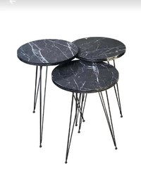 Set 3 masute de cafea, Letitia Homs, negru, 30 x 30 x 40 cm, PAL/metal - 1