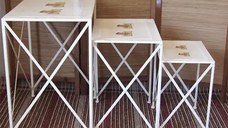 Set 3 masute matal  talia Homs 3 buc, alb,angel