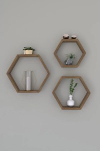Set 3 Rafturi din lemn Uclu Homs, 40 x 35 x 9 cm, maro - 1