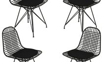 Set 4 scaune metal, Dining Homs, negru 80 x 42 x 45 cm