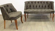 Set canapea 2 locuri cu 1 fotolii, Cafe Homs,maro