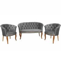 Set canapea si fotolii Milano Relax Homs textil gri - 1
