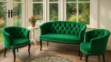 Set canapea si fotolii Milano Relax Homs textil verde