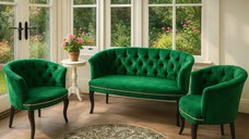 Set canapea si fotolii Milano Relax Homs textil verde