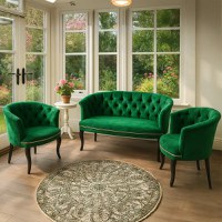 Set canapea si fotolii Milano Relax Homs textil verde - 1