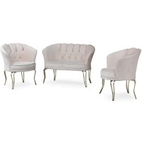 Set canapea Viena 2+1+1Homs textil bej-auriu,30703 - 1