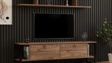 Set comodă TV Melisa 160 cm în nuanță nuc pentru living