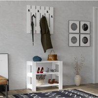 Set cuier de perete și pantofar Friends culoare alb - 1