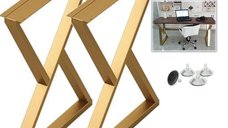 Set de picioare metalice aurii, 72 cm