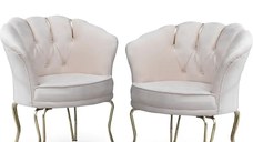 Set fotolii Viena, 2 buc scaun, bej-auriu, picioare metal auriu, Homs