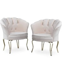 Set fotolii Viena, 2 buc scaun, bej-auriu, picioare metal auriu, Homs - 1