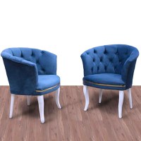 Set fotoliu Milano, albastru, picioare albe, Homs - 1