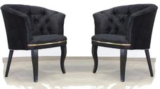 Set fotoliu Milano,negru, picioare albe, Homs