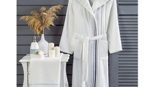 Set halat cu prosop baie cuplu alb,homs,marime M,50004