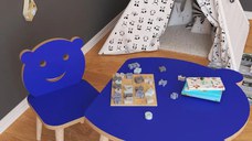 Set masa+ 1 scaun pentru copii Panda Homs, Albastru