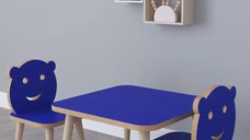 Set masa + 2 scaune copii 60×40×45 cm – PAL albastru – Bambi