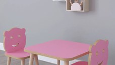 Set masa+ 2 scaune pentru copii Bambi Homs roz