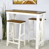 Set masa + 2 scaune tip bar, Barbara, 100 cm - 1