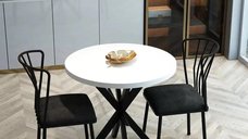 Set masa Asterix rotund cu 2 scaune negru-alb