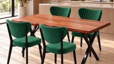 Set Masa Barton cu 4 Scaune Verzi din Metal, MDF, 133 cm