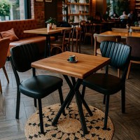 Set Masa Bucatarie cu 2 Scaune , masa MDF, nuc,80x80x74 cm, - 1