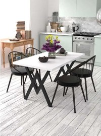 Set Masa Bucatarie cu 4 Scaune ,  Alb,120x80x75 cm, 30409SET - 1