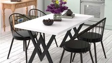 Set Masa Bucatarie cu 4 Scaune ,  Alb,120x80x75 cm, 30409SET