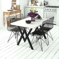 Set Masa Bucatarie cu 4 Scaune , Alb-negru,120x80x75 cm, 30409SET - 1