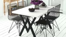 Set Masa Bucatarie cu 4 Scaune , Alb-negru,120x80x75 cm, 30409SET